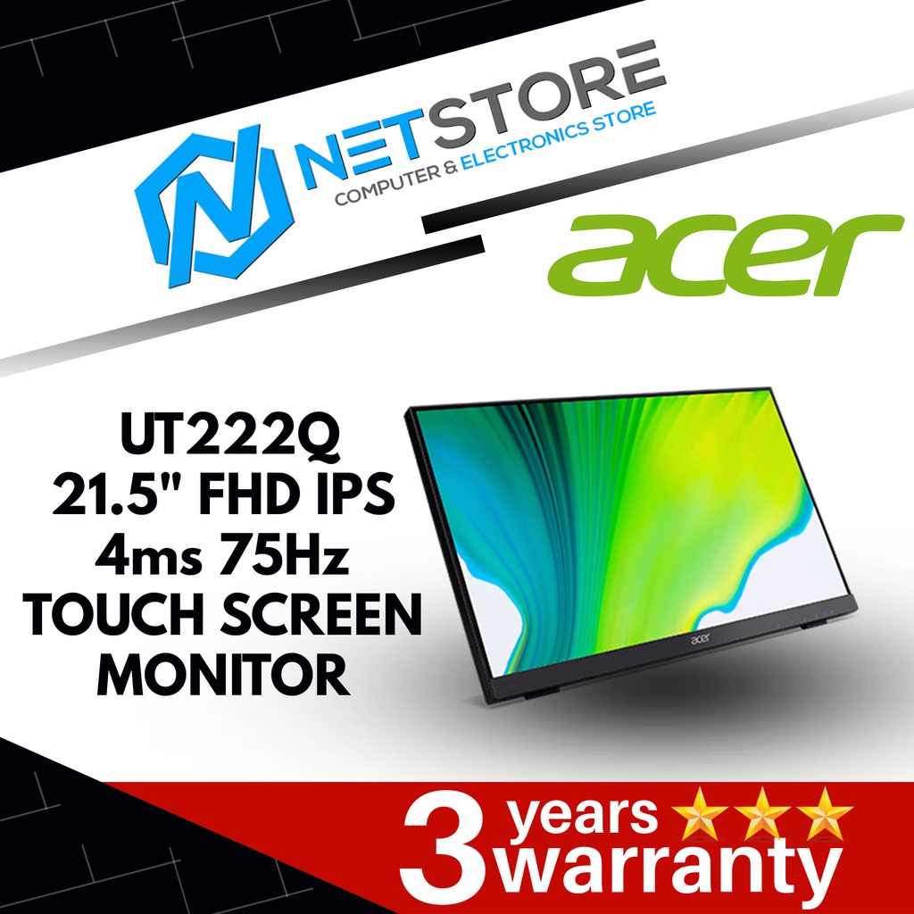 ACER UT222Q 21.5" FHD IPS 4ms 75Hz TOUCH SCREEN MONITOR - UM.WW2SM.002 ...