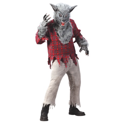 Gray Wolf-man Costume Scary Halloween For Men Robe Horror Vampire ...