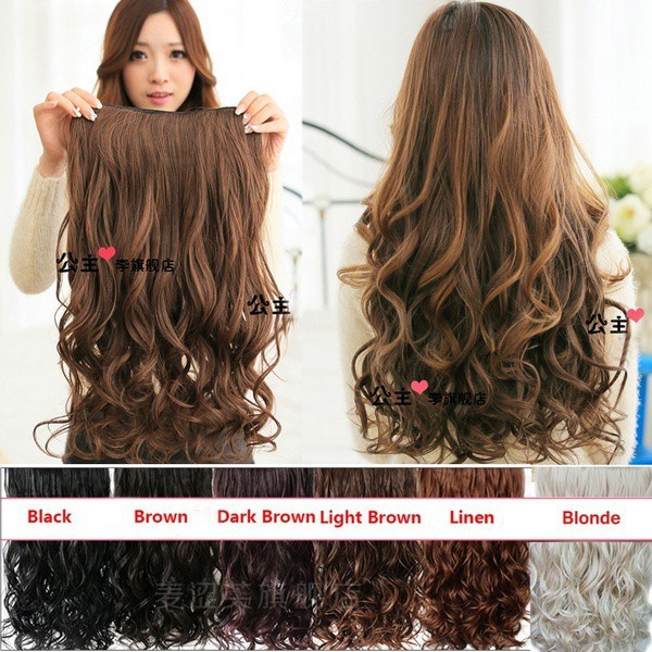 Sexy Women Long Curly Hair Extensions Synthetic Wig Clip