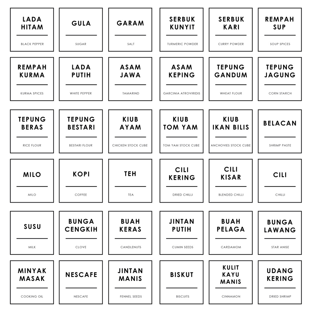 72 pcs Sticker Label Dapur Putih | Shopee Malaysia