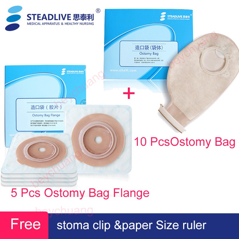 Ostomy Bags,10PCS Grey Colostomy Supplies,One Piece Drainable Ostomy  Pouches for Colostomy or Ileostomy Stoma Care, Max Cut 70mm