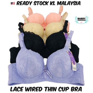 36-42 Lace Cotton Full Cup Bra Non-Wired Thin Sponge Comfy Women
