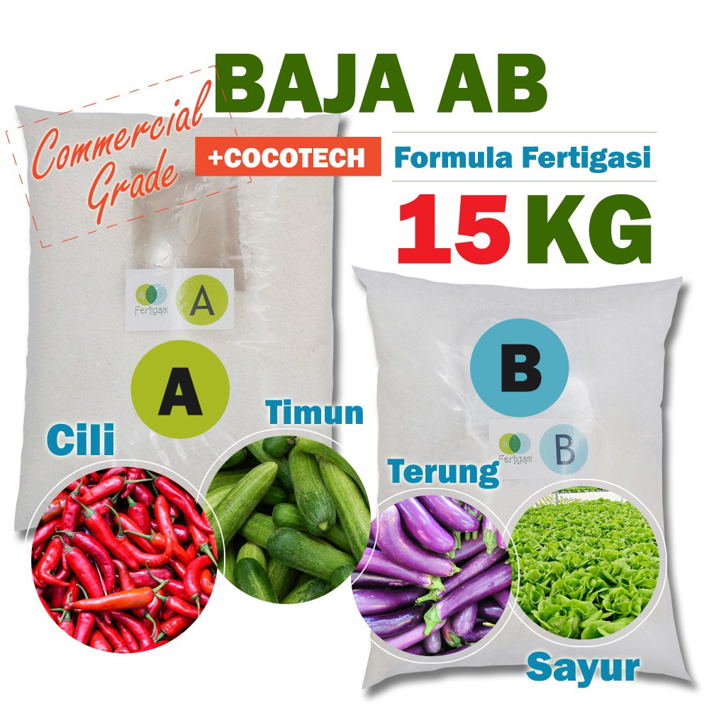 NEW! 15KG Baja AB Sayur Bunga Buah Khas FERTIGASI Cili Timun Terung ...