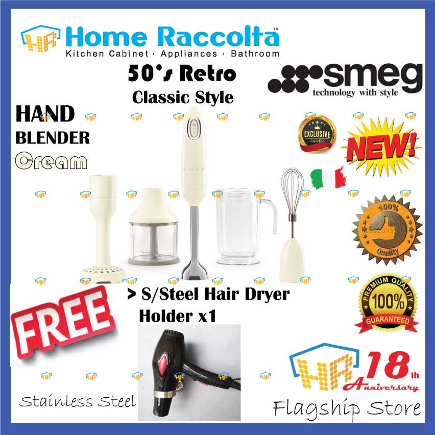 SMEG Hand Blender with Accessories HBF02 50's Retro Style Hand Blender