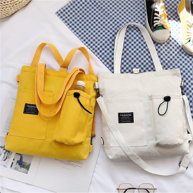 Canvas Crossbody Convertible Backpack Tote Bag | Shopee Malaysia