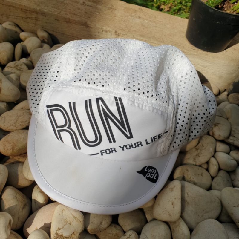 Lumpat running cap Run For Your Life white | Shopee Malaysia