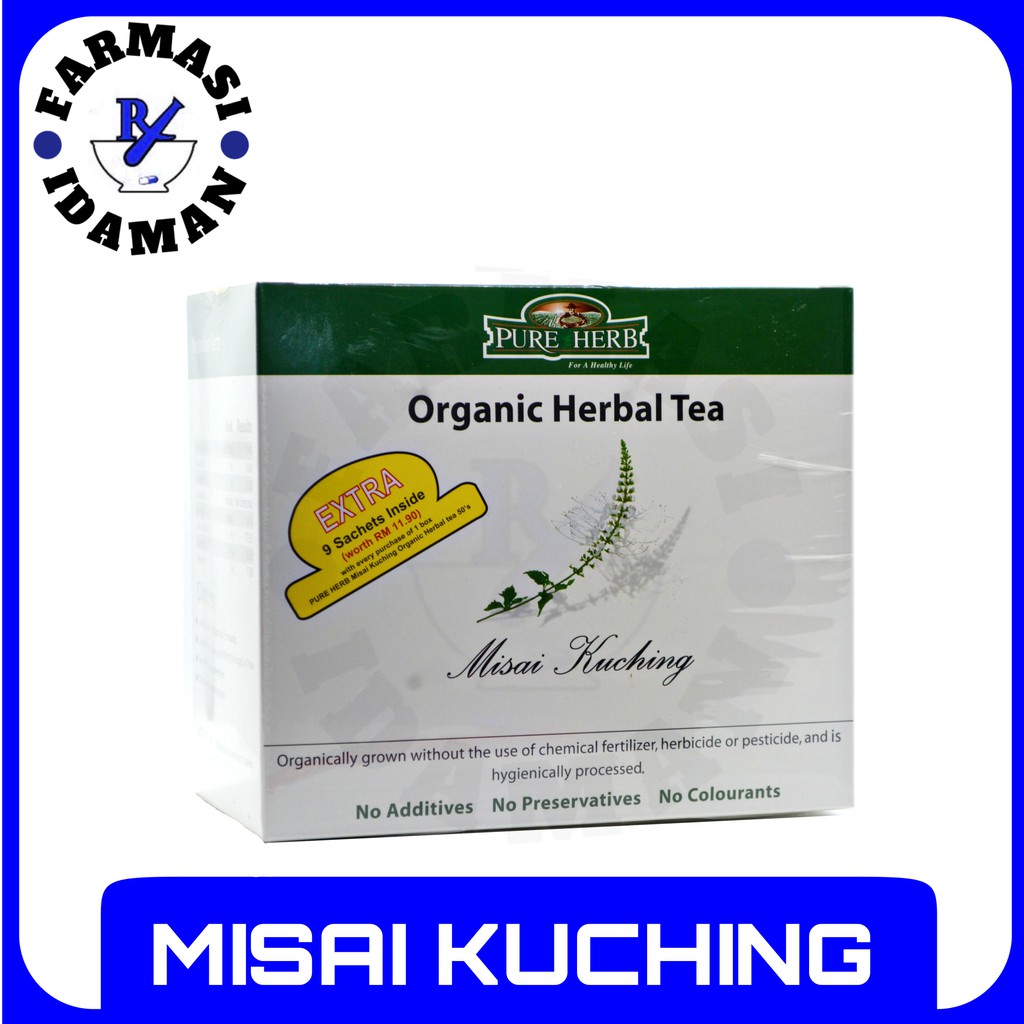 Pure Herbs Organic Herbal Tea Misai Kuching (3g x 50's + Free 5's ...