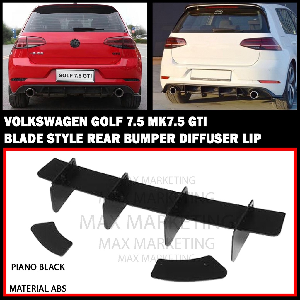 VW VOLKSWAGEN GOLF 7.5 GTI MK7.5 GTI BLADE STYLE REAR BUMPER DIFFUSER ...