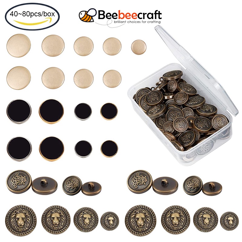 Ready Stock 1Box Metal Blazer Buttons Flat Shank Vintage Antique Suits