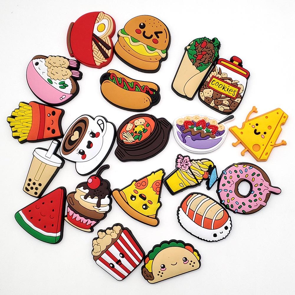 1pcs Cute Foot Cartoon Accessories For Sandal Crors Hamburger Chips 