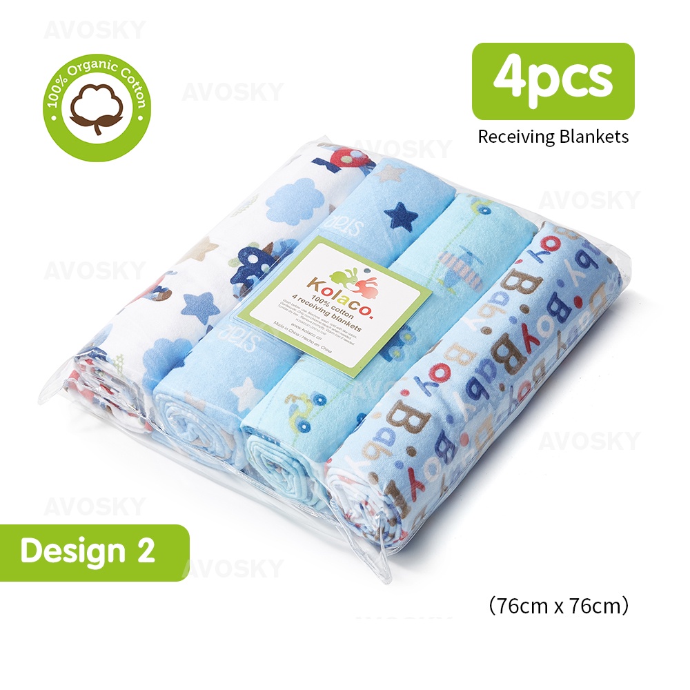 AVOSKY 4pcs Baby Swaddle Soft Blanket Bedung Bayi Newborn New Muslin ...