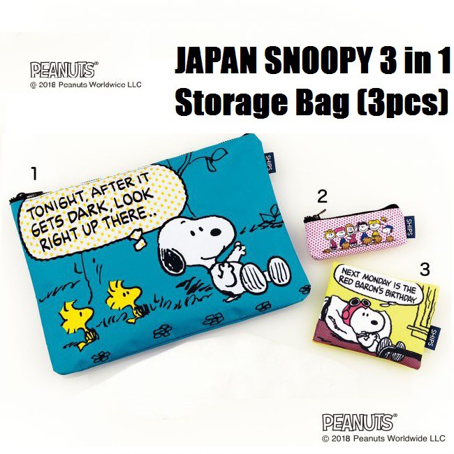 Japan Magazine Snoopy 3 in 1 Multipurpose Storage Bag (3pcs per set