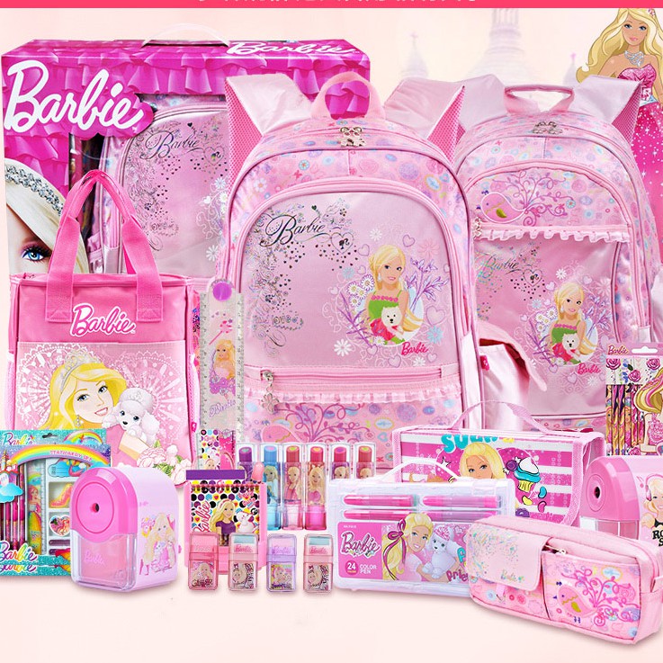 Barbie Children s Bag with stationery sets Shopee Malaysia