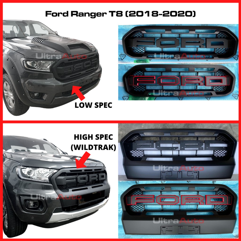 Ford Ranger T8 Front Grill XL XLT XLS Wildtrak Emblem Logo Word Wording ...