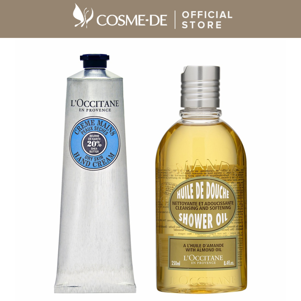 2 PCS SET L'Occitane Almond Shower Oil 250ml + Shea Butter Hand Cream