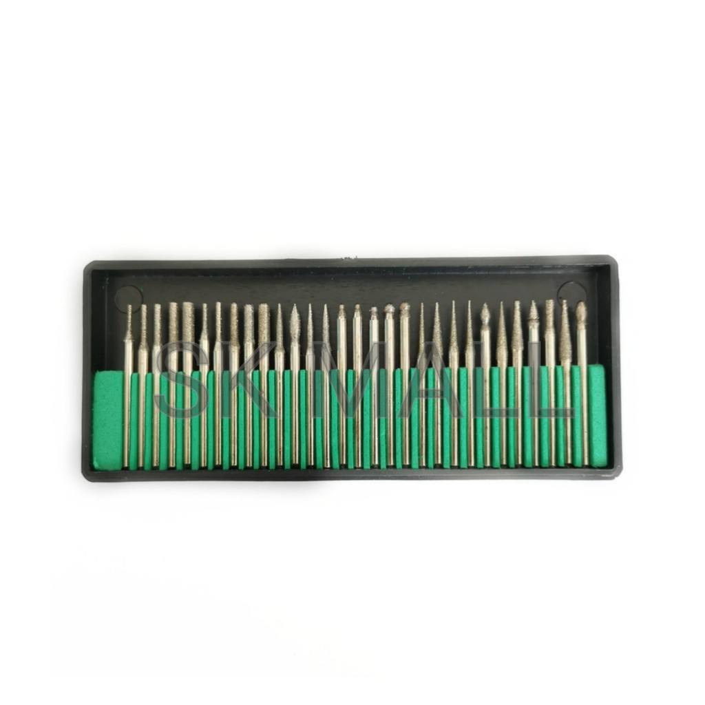 3mm Shank Diamond Burrs Grinding Rotary Tools Drill Bits Sets Polishing ...