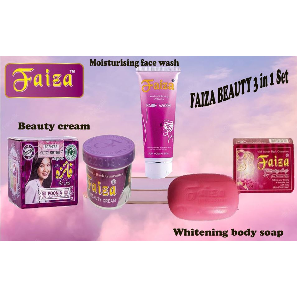 Faiza Beauty 3 in 1 Set ( Beauty Whitening Cream + Face Wash + Body