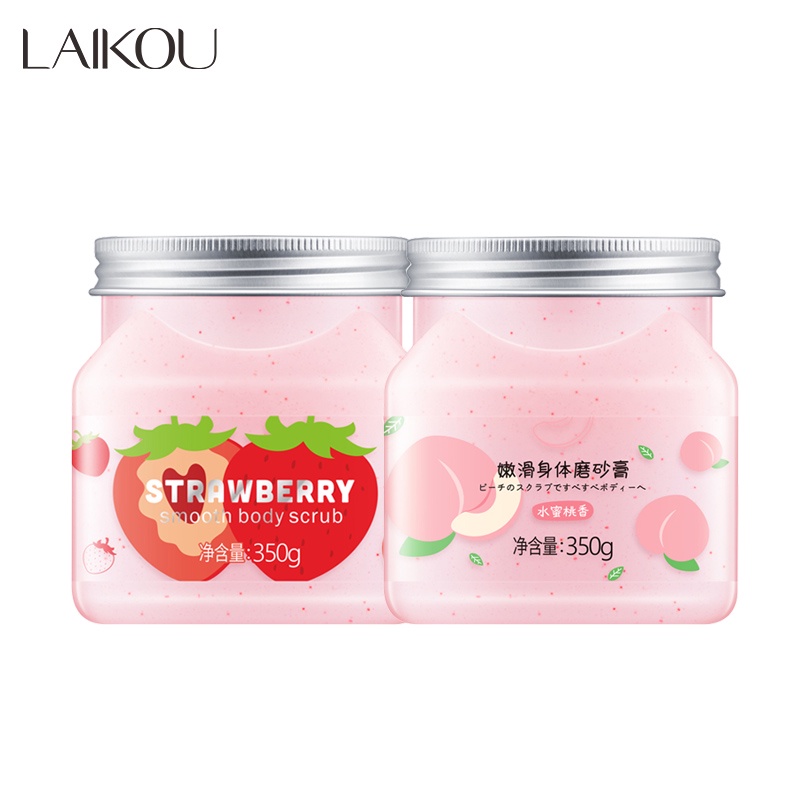 LAIKOU Strawberry Peach Body Scrub Leg Arm Underarm Bleaching Whitening Exfoliator (350g