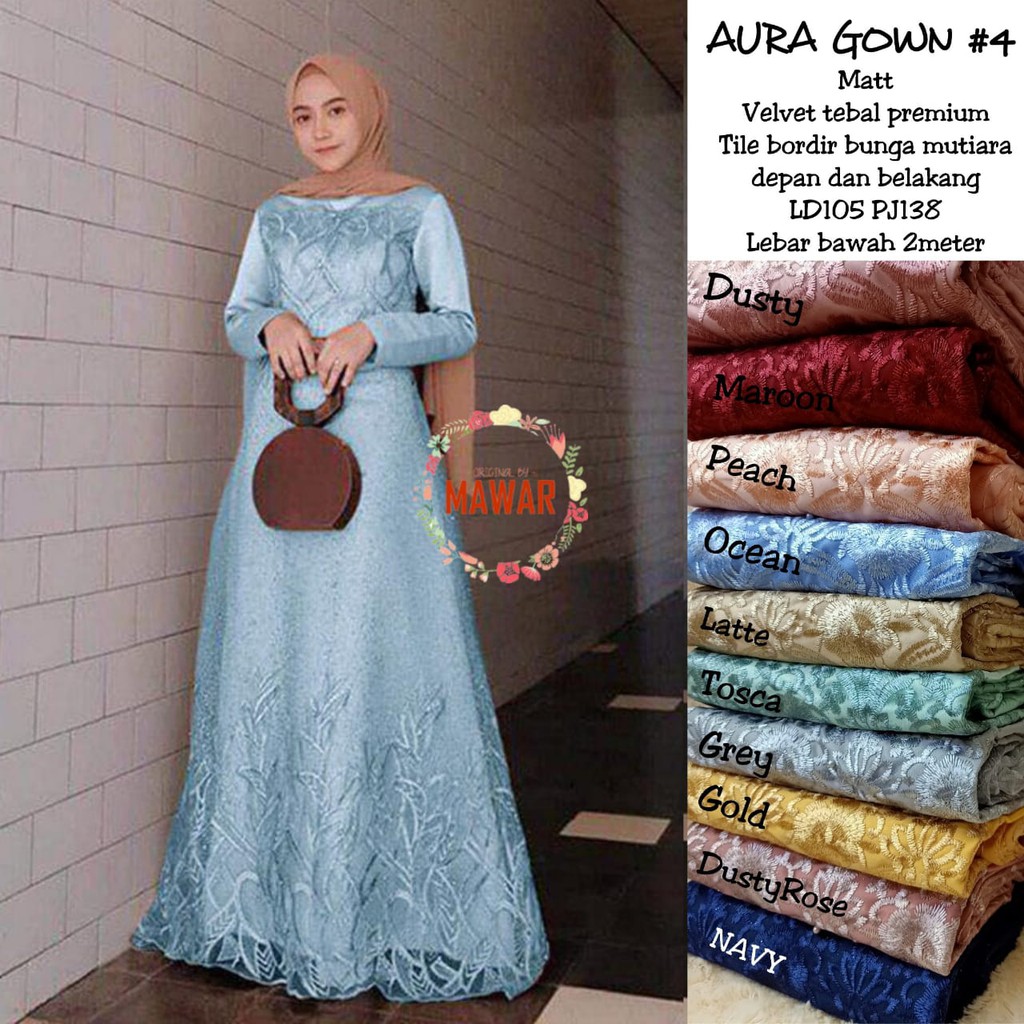 Aura Gown Laudya Dress Gamis Brokat Muslim Conditions New Color