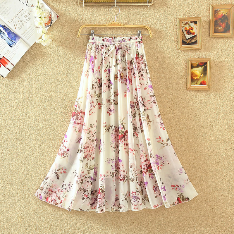 Skirt kembang chiffon floral skirt labuh skirt palas skrit woman long ...