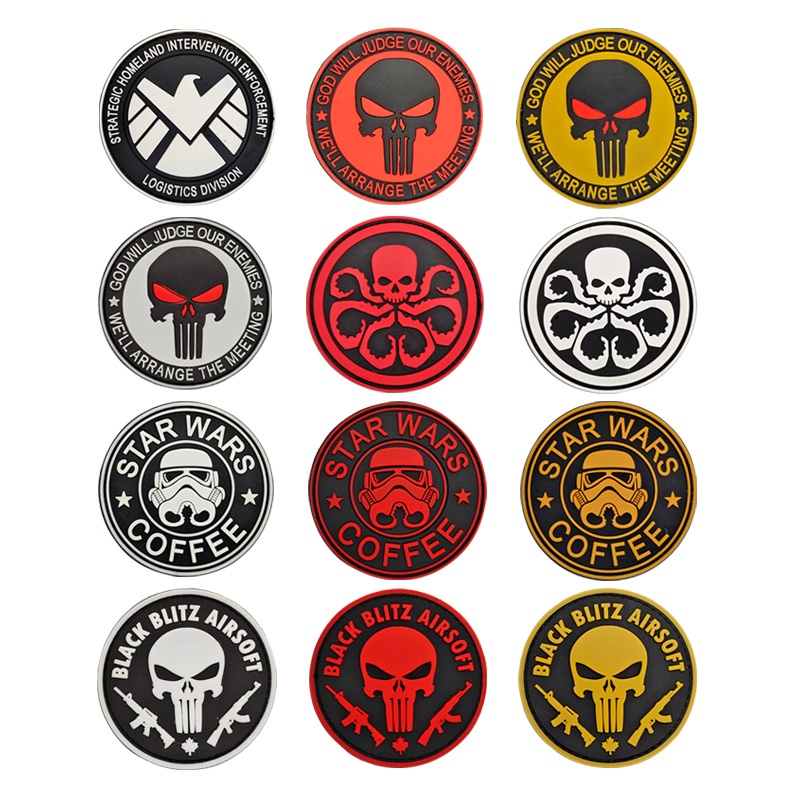 Punisher 3D Velcro Hook Surface Back Lining PVC Rubber Patch Tactical ...