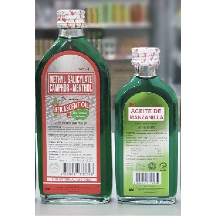 OINTMENTS FOR RELIEF: EFFICASCENT OIL and ACEITE DE MANZANILLA