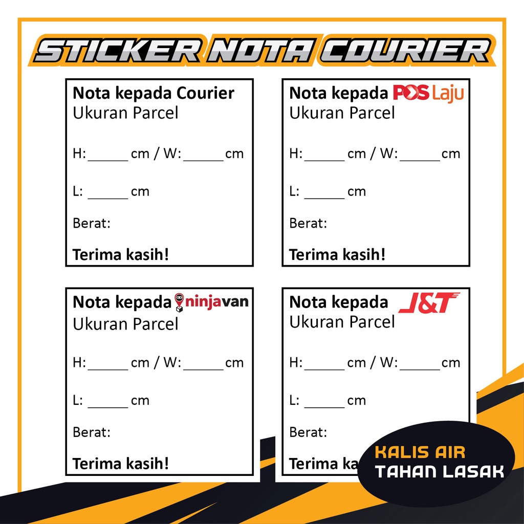 Sticker Label Sticker Parcel Note to Courier Premium Water Proof ...