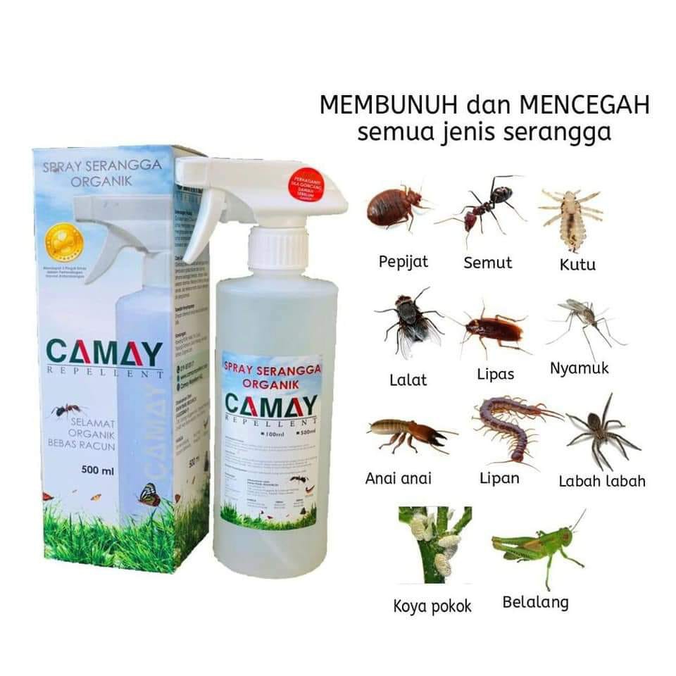 CAMAY REPELLENT SPRAY SERANGGA ORGANIK pijat/ kutu kepala/ kutu kucing