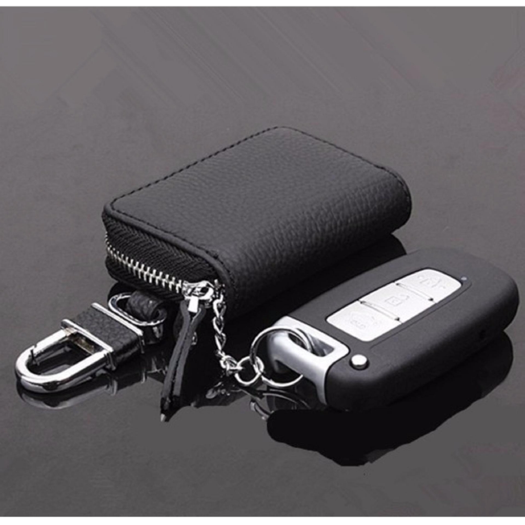 Cards Holder Purse Pouch Organizer Zipper Genuine Leather Car Key ...