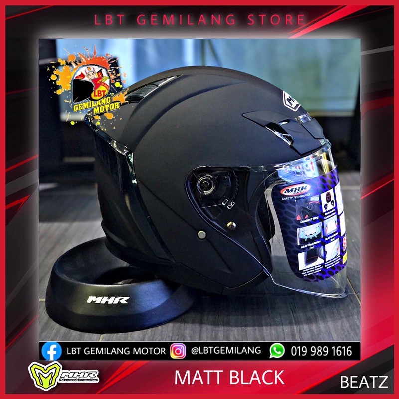 MHR Helmets OF622 [MATT BLACK & GLOSS BLACK] | Shopee Malaysia