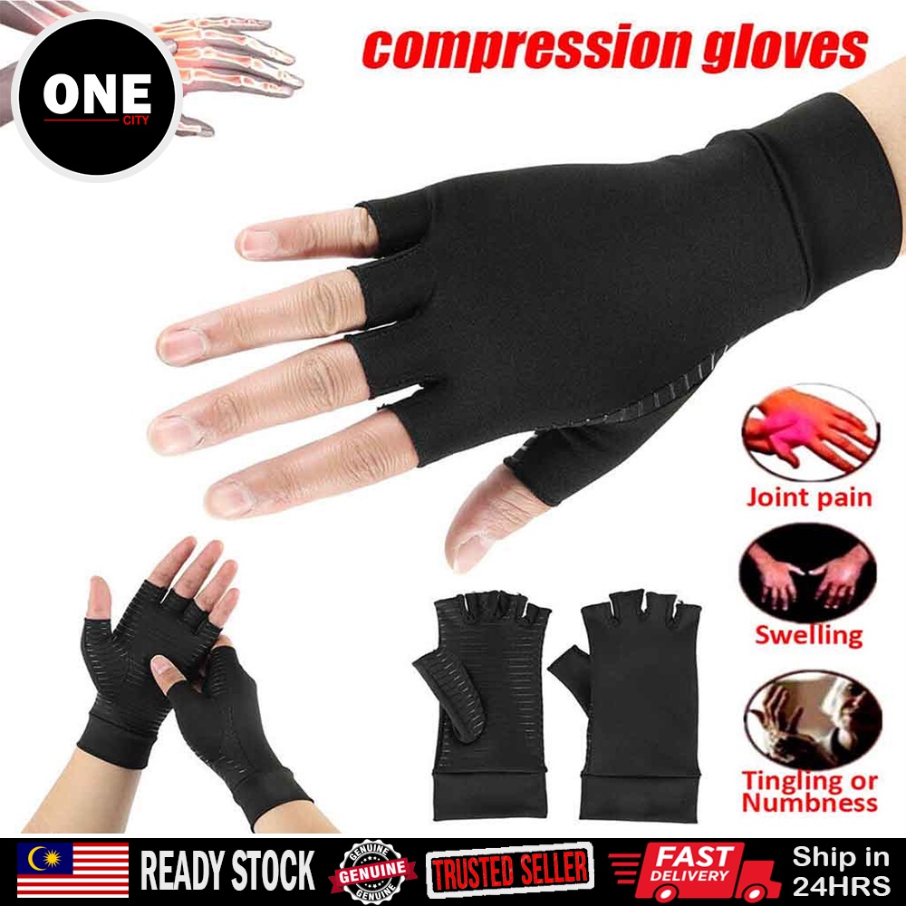 Copper fiber therapy compressed gloves manually to relieve arthritis