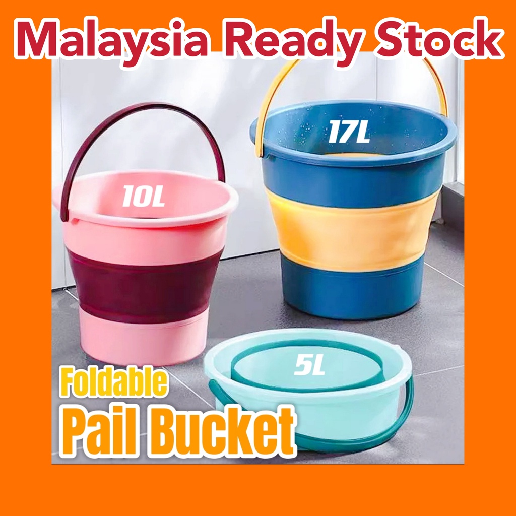 5L / 10L / 17L Collapsible Foldable Pail Bucket Portable Handle Folding
