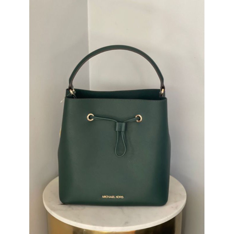 MICHAEL KORS SURI LARGE BUCKET MESSENGER SHOULDER BAG PURSE GREEN