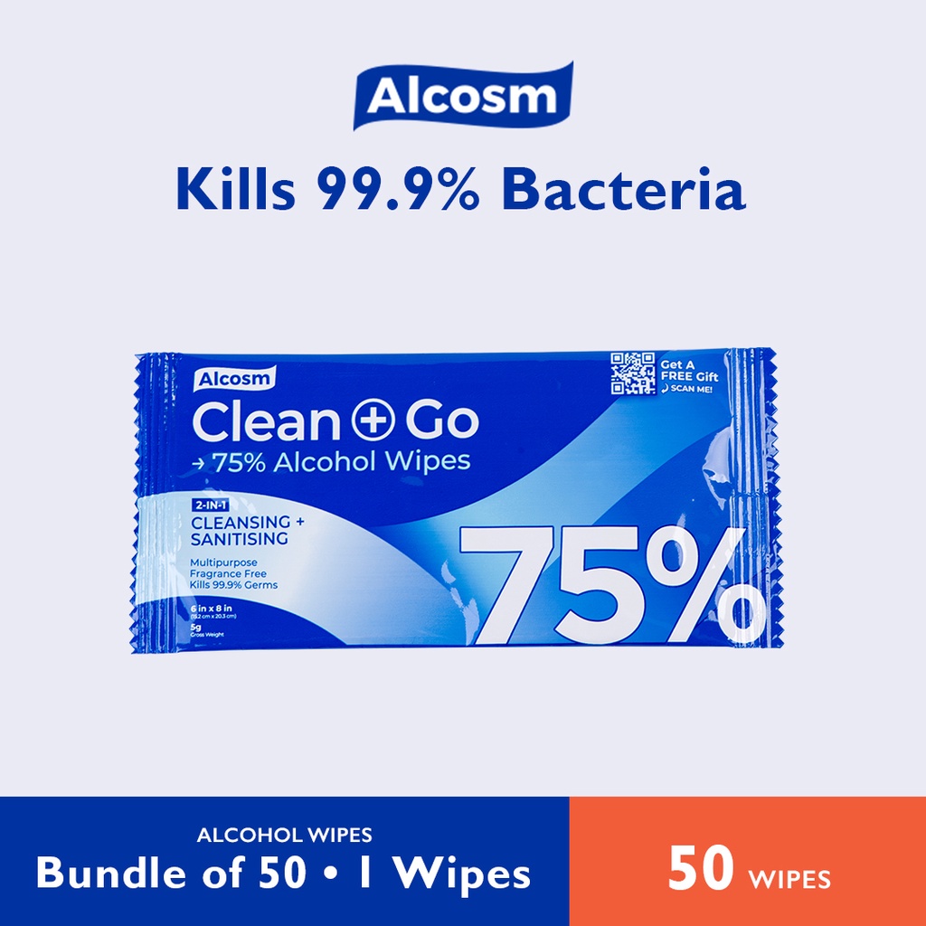  Expiry Date 12 8 2024 Alcosm 75 Classic Alcohol Wipes Individual