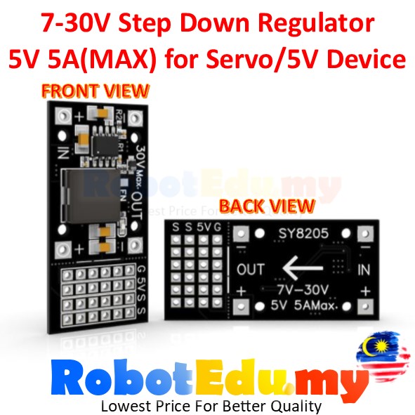 7-30V 9V 12V 24V DC to DC Step Down High Ampere Voltage Regulator to 5V 5A MAX Module , suitable for Servo / 5V Device