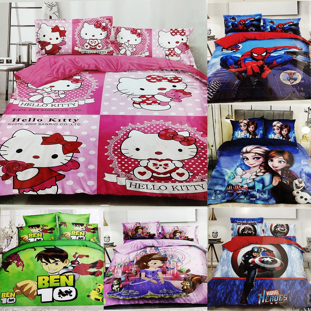 Single Bedsheet Cartoon Bedsheet Set 4in1 Set Comforter Tebal Cartoon