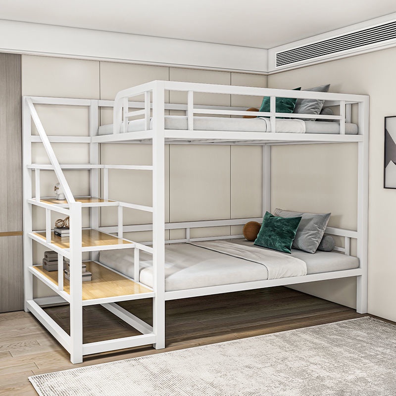 Wrought iron bed elevated loft bed small family children upper and