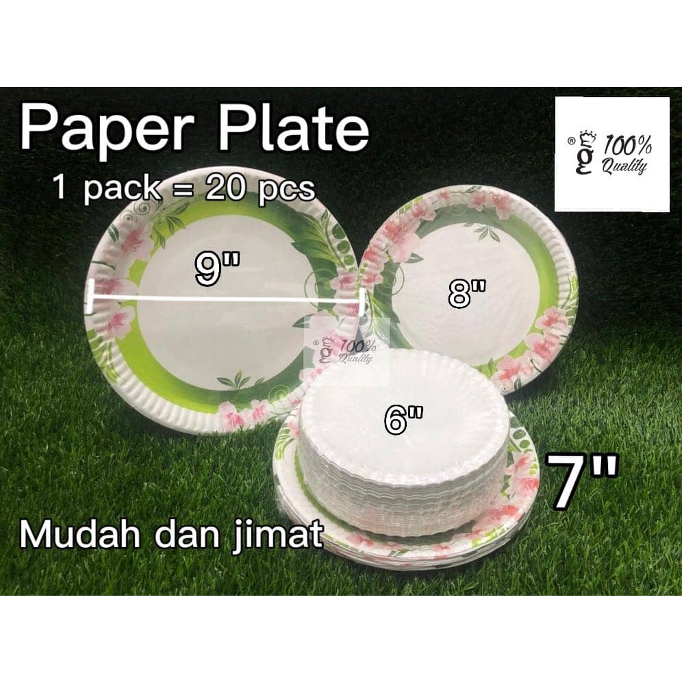 7/8/9 with flower Paper Plate ( 20 pcs) Pinggan Kertas Disposable Paper