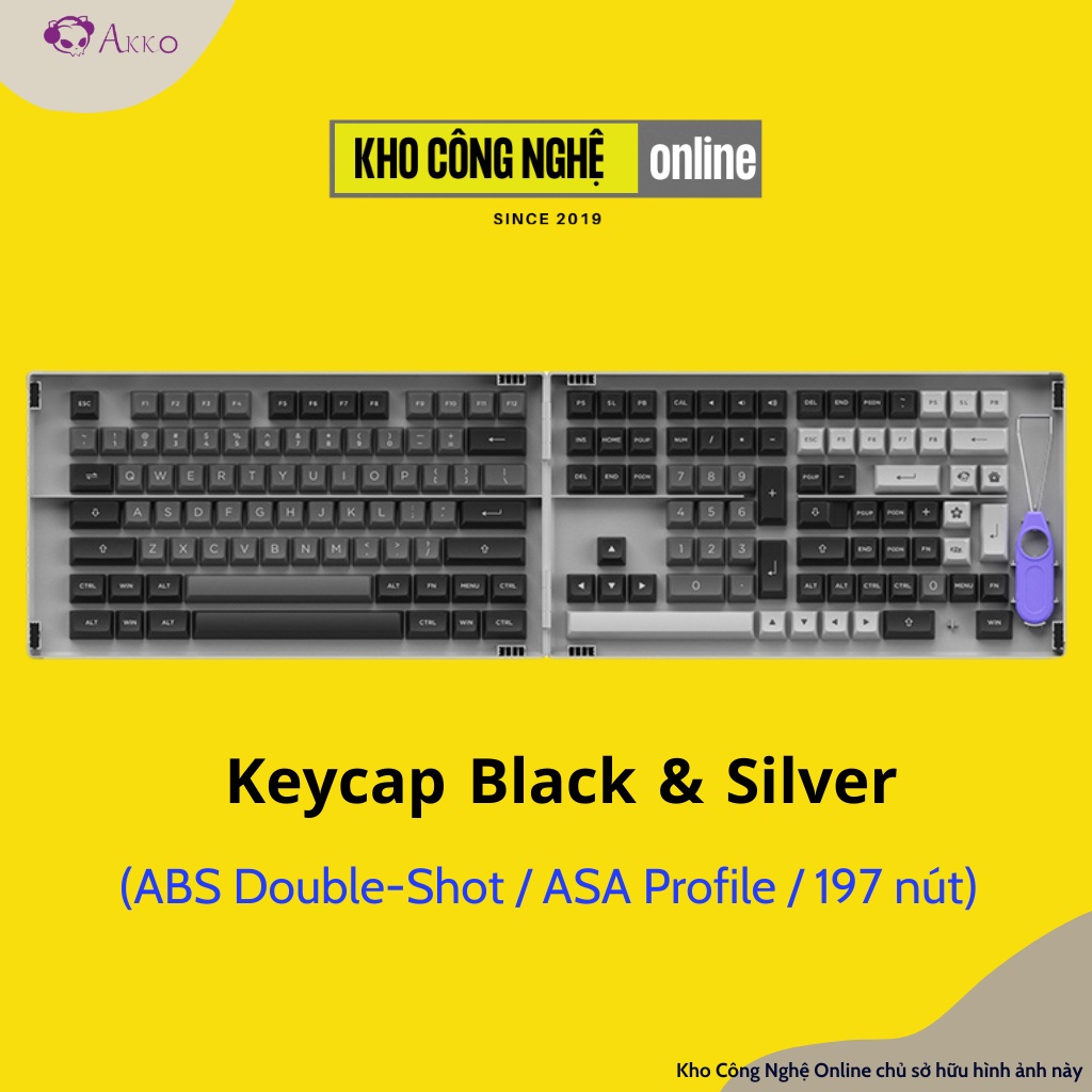 Keycap set for AKKO Black Silver mechanical keyboard (PBT Double-Shot ...