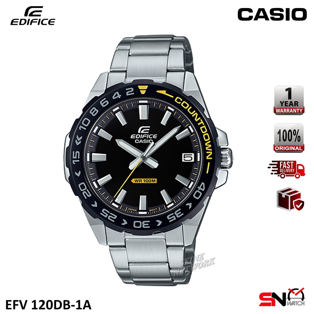 Casio Edifice EFV 120BL EFV 120DB Countdown Bezel Date Display Quartz Analog Men Watch Jam Tangan Lelaki Shopee Malaysia