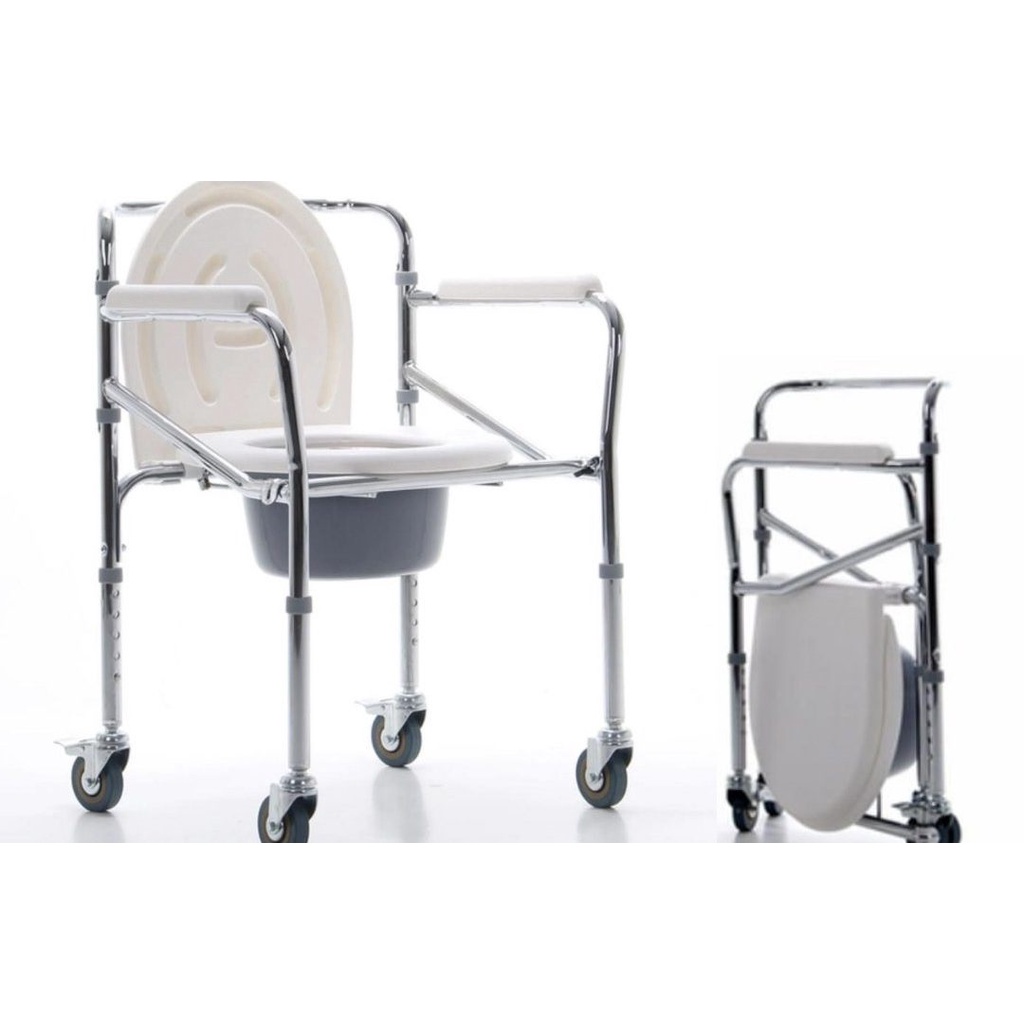 Foldable Commode Wheelchair Commode Chair Bathroom Shower Toilet