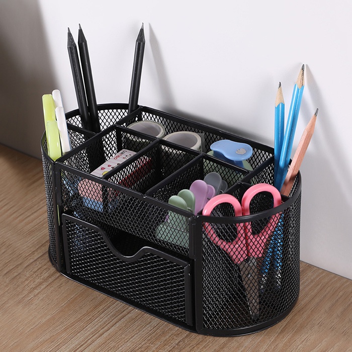 BBD Multifunctional Metal Wrought Iron 9 Grid Pen Holder Stationery ...