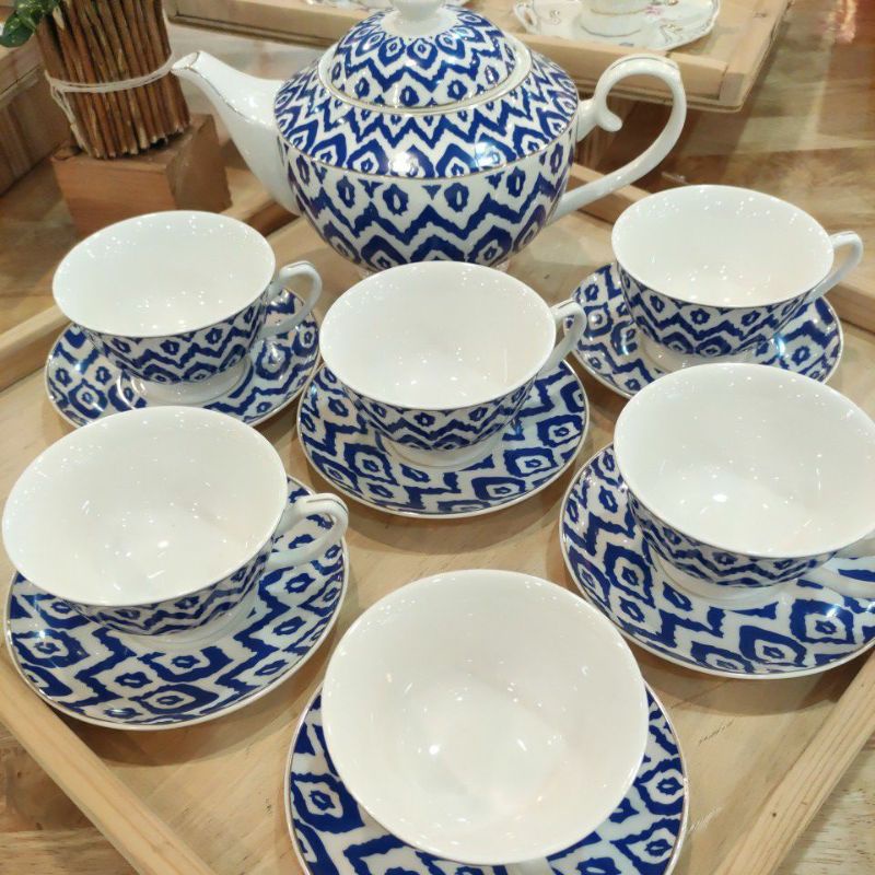 Tea Set ElegantLine Gole (corak batik biru) | Shopee Malaysia