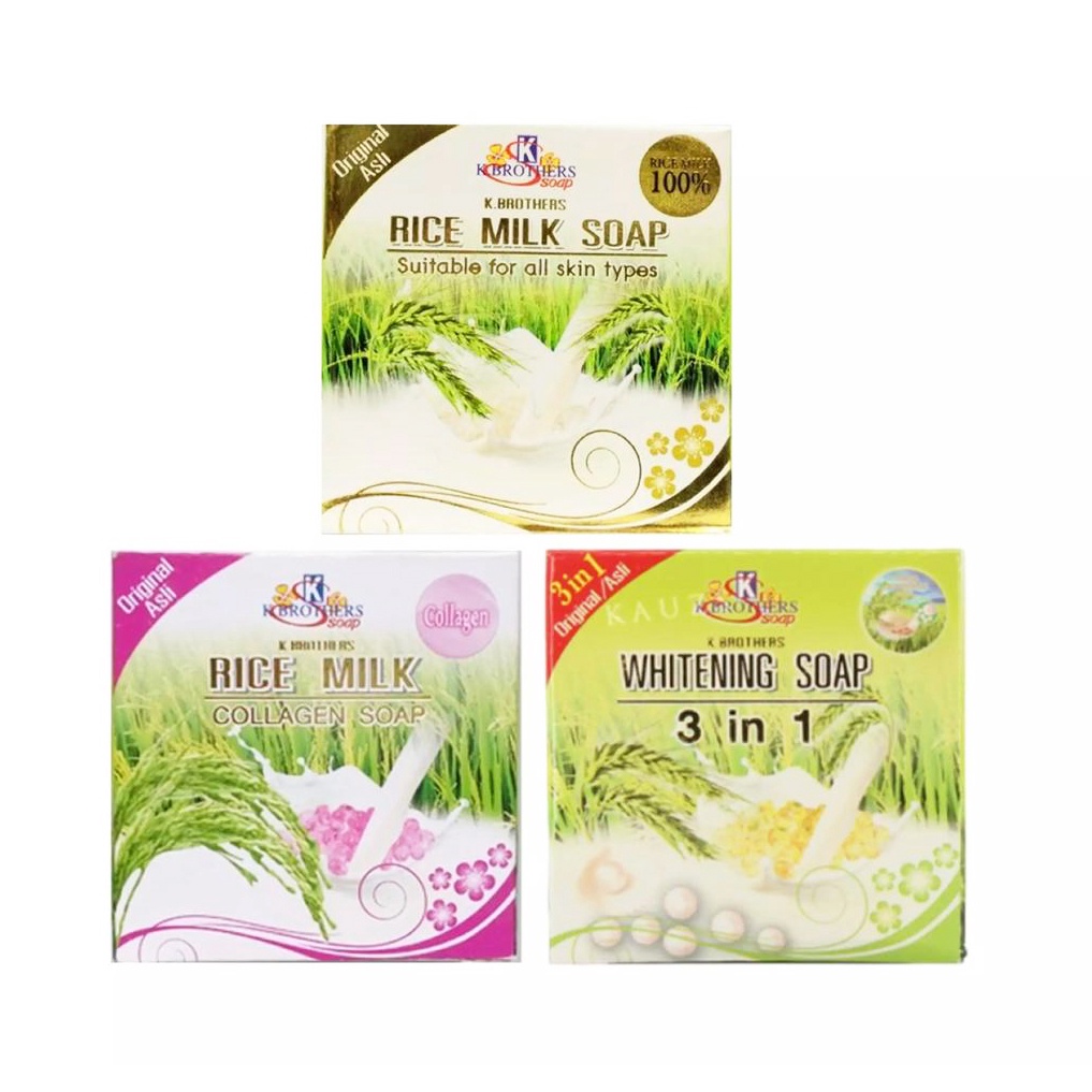 60g KBrothers Rice Milk Collagen Soap Whitening Soap Sabun Susu Beras