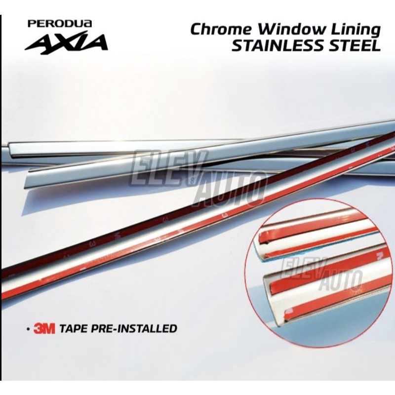 Perodua Axia Chrome Lining Door Belt Moulding 3D Stainless Steel Window ...