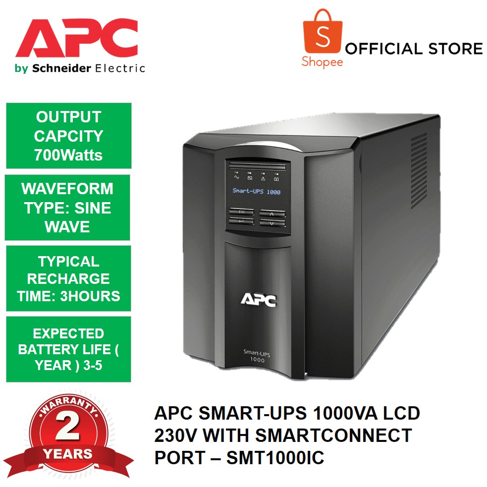 APC Smart-UPS 1000VA LCD 230V With SmartConnect SMT1000IC | Shopee Malaysia