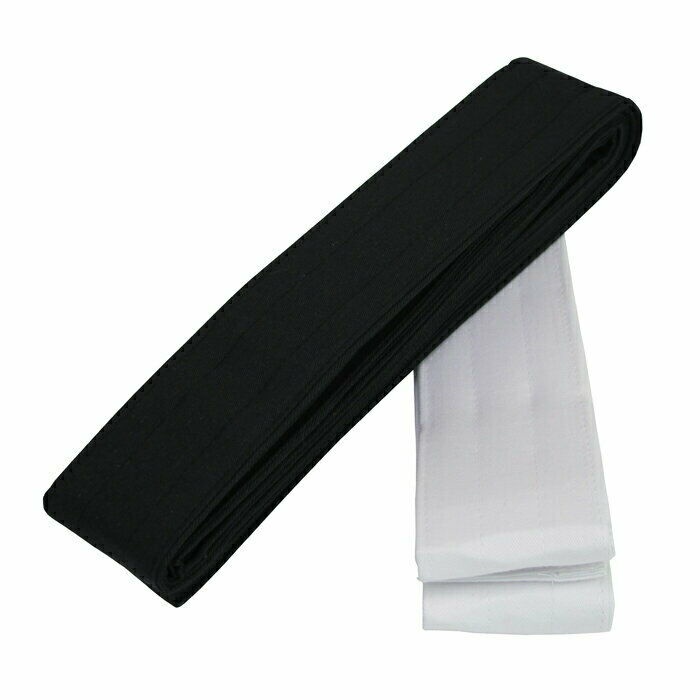 Budodrake Iaido Obi - Traditioneller Japanischer Kampfkunst-Gürtel Schwarz/weiß