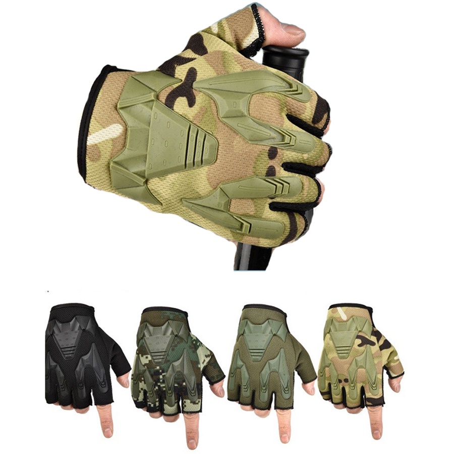 Unisex Military Tactical Half Fingerless Gloves For Men – Motorcycle, Cycling, Work Gloves – Microfiber Leather