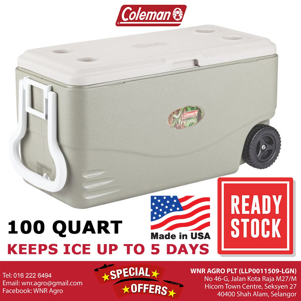 Coleman 100 Quart Xtreme Day Heavy Duty Cooler Wheels Tong Ikan