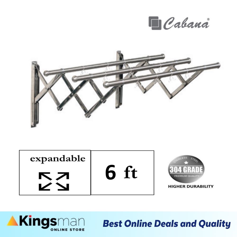 [Kingsman] Cabana 6FT Retractable Cloth Hanger Wall Mounted Stainless ...